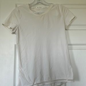 white lulu t-shirt with mesh at the bottom